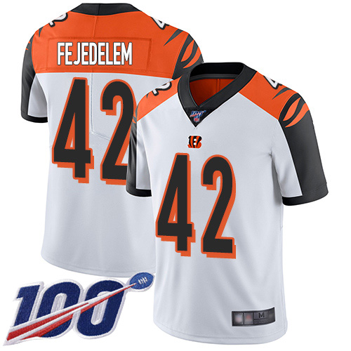 Cincinnati Bengals Limited White Men Clayton Fejedelem Road Jersey NFL Footballl #42 100th Season Vapor Untouchable